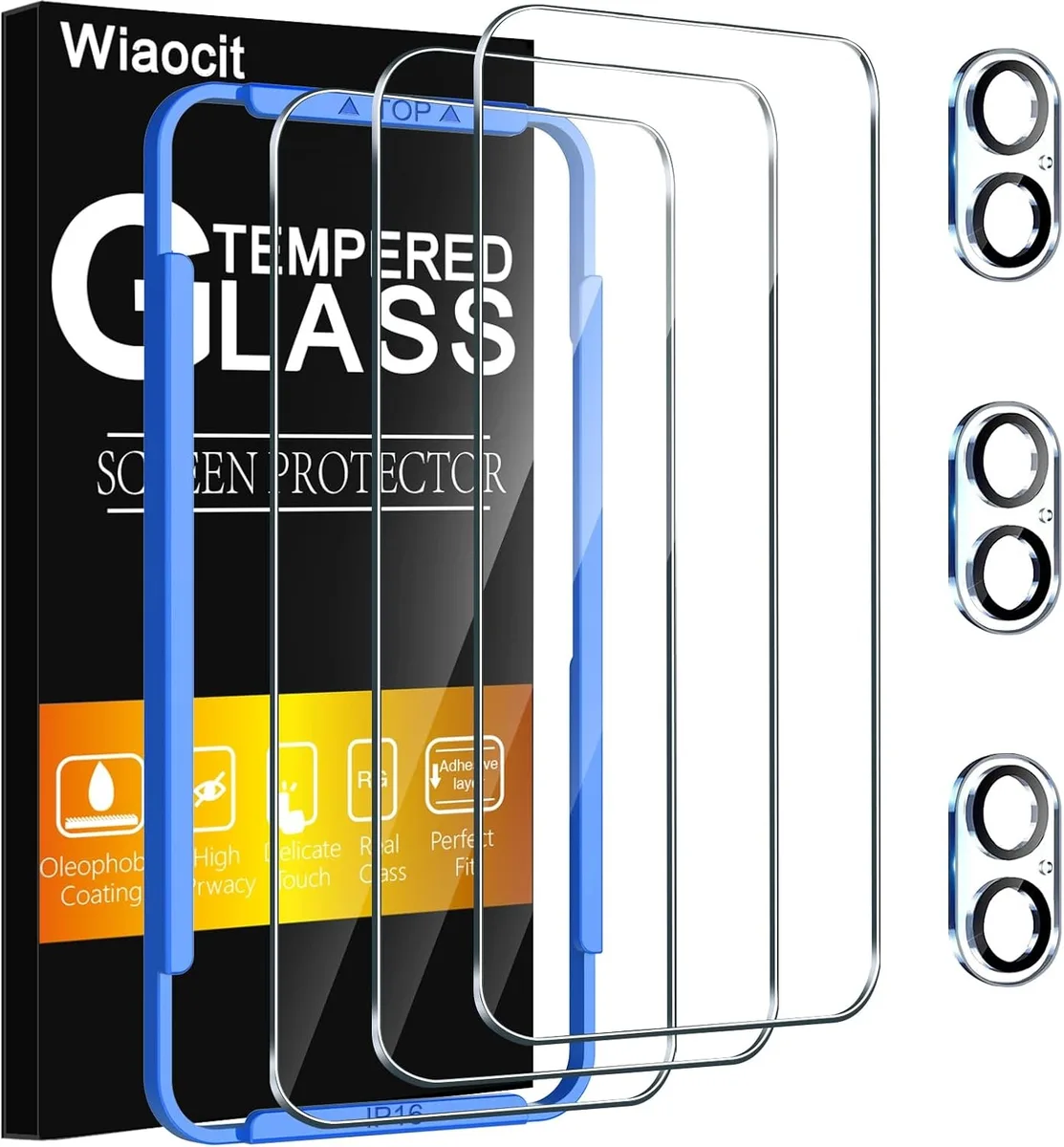 NuoTo NuoTo 3 Pack Tempered Glass Screen Protector iPhone 16 with Camera Lens Protector — product photo