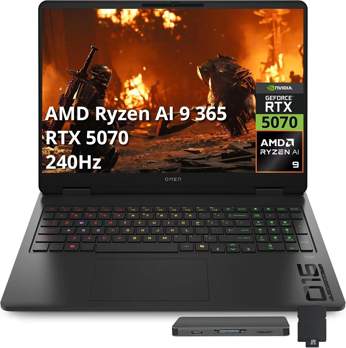 HP HP OMEN 16 gaming laptop AMD Ryzen AI 9 365 RTX 5070 32GB DDR5 2TB Docking Station Set — product photo