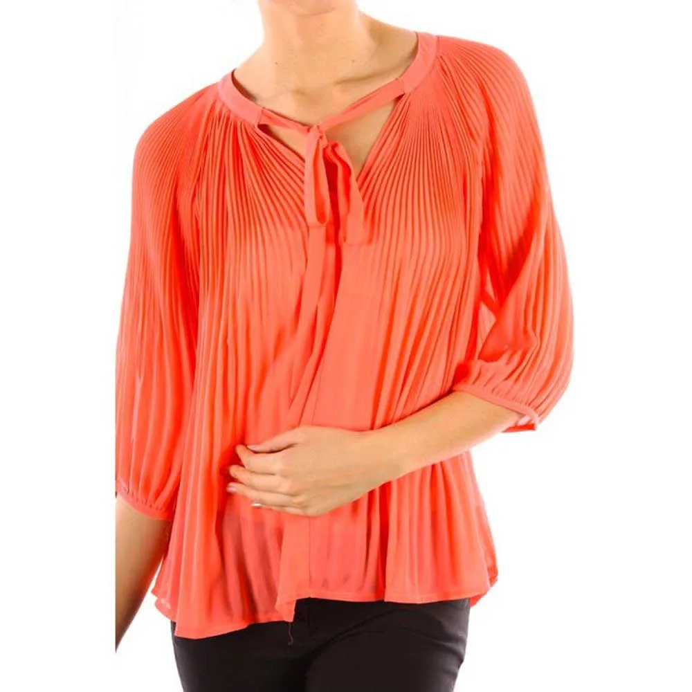 Altatac Altatac Chiffon Pleated Blouse Coral Small — product photo