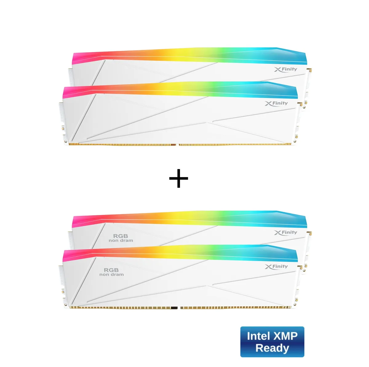 V-color V-color XFinity RGB 32GB (2×16GB) DDR5 8200 CUDIMM CL38 SCC 2+2 Kit White/Silver — product photo