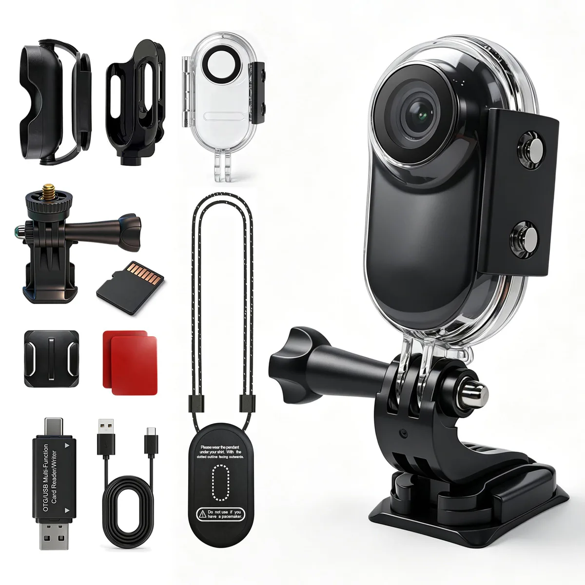 Tiny black rectangular camera with matte finish and 1-inch screen