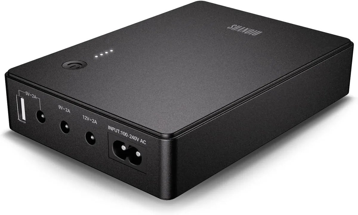 BFKK BFKK Mini UPS 37Wh 10000mAh 100-240V AC USB 5V DC 5V 9V 12V power adapter — product photo