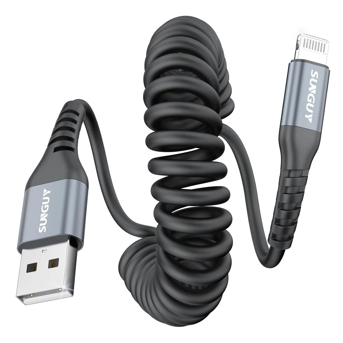 MCHOSE MCHOSE Coiled USB-A to Lightning Cable 1.6-4ft Black — product photo