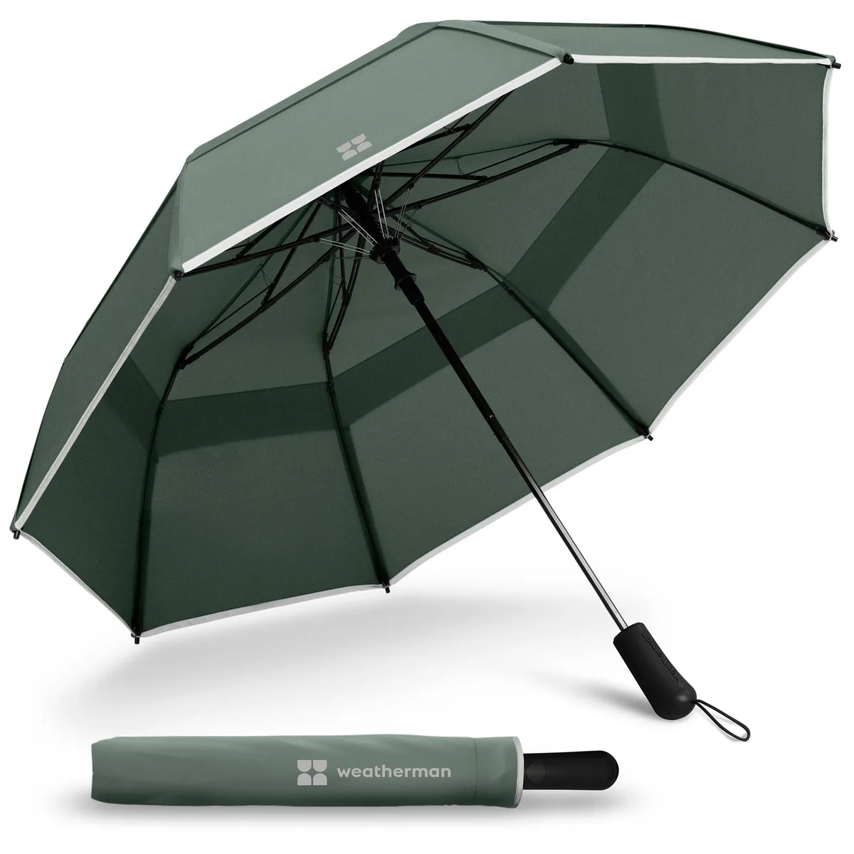  Weatherman Trek Umbrella Sage 19 in closed 40 in open 55 mph 1.36 lb — product photo