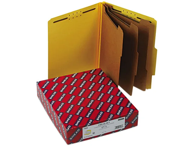 Smead Smead 14098 file folder, 3" expansion, 8-section, letter, yellow, 10/box — product photo