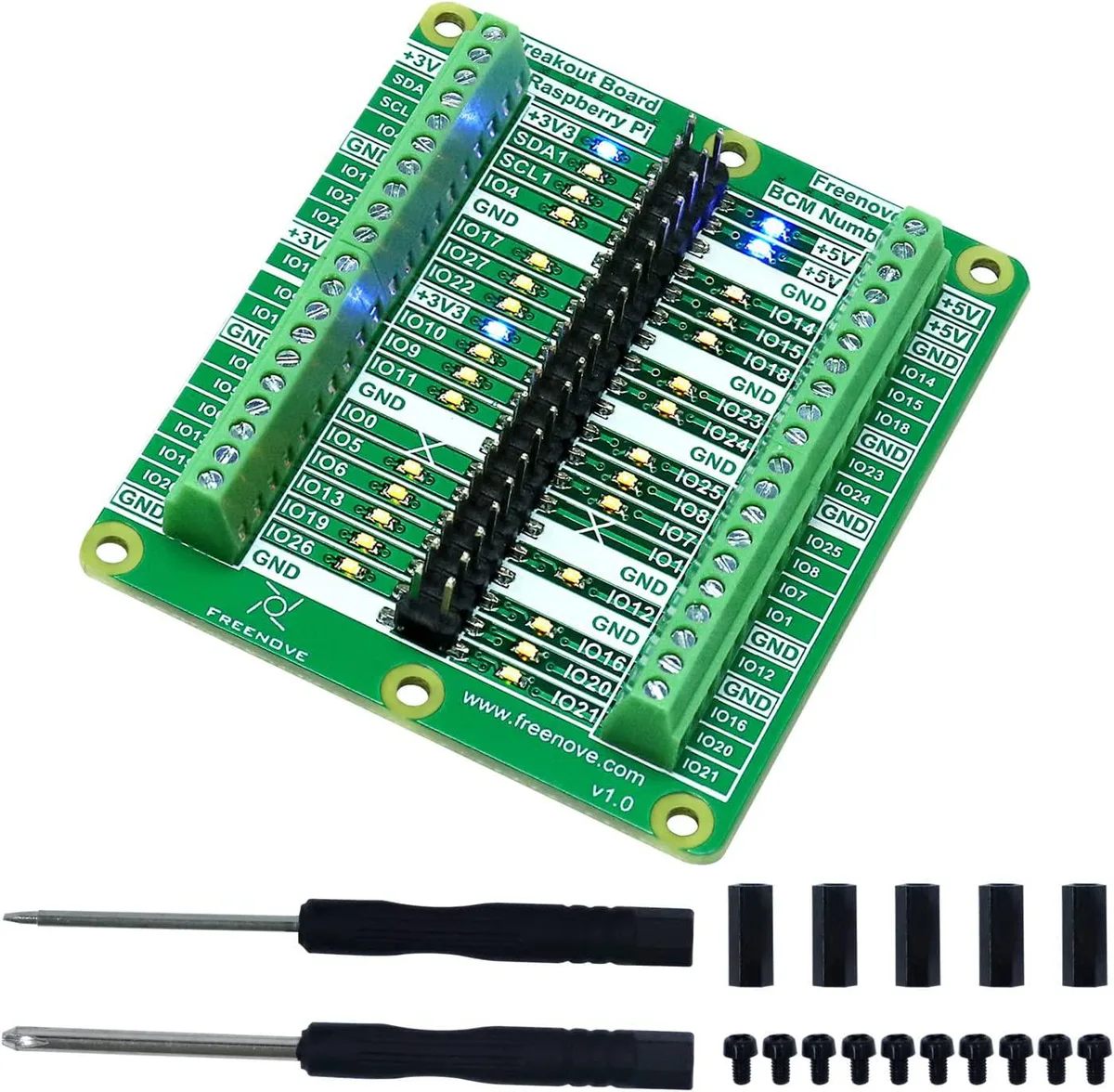 WaveShare WaveShare Breakout Board for Raspberry Pi Terminal Block HAT GPIO Status LED — product photo