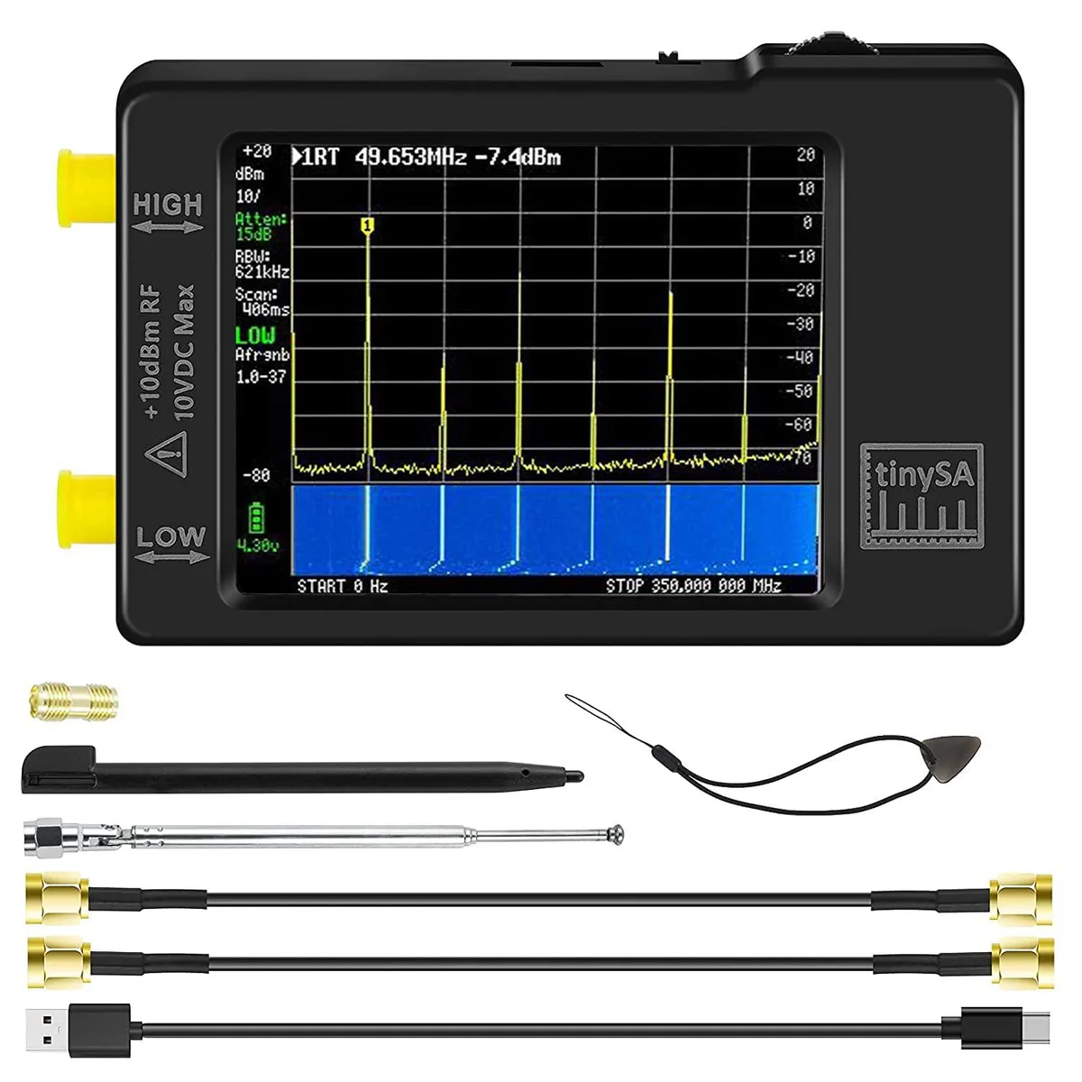 BFKK BFKK Portable tinysa Spectrum Analyzer V0.3.1 100kHz-960MHz ESD 2.8 Touchscreen Signal Generator — product photo