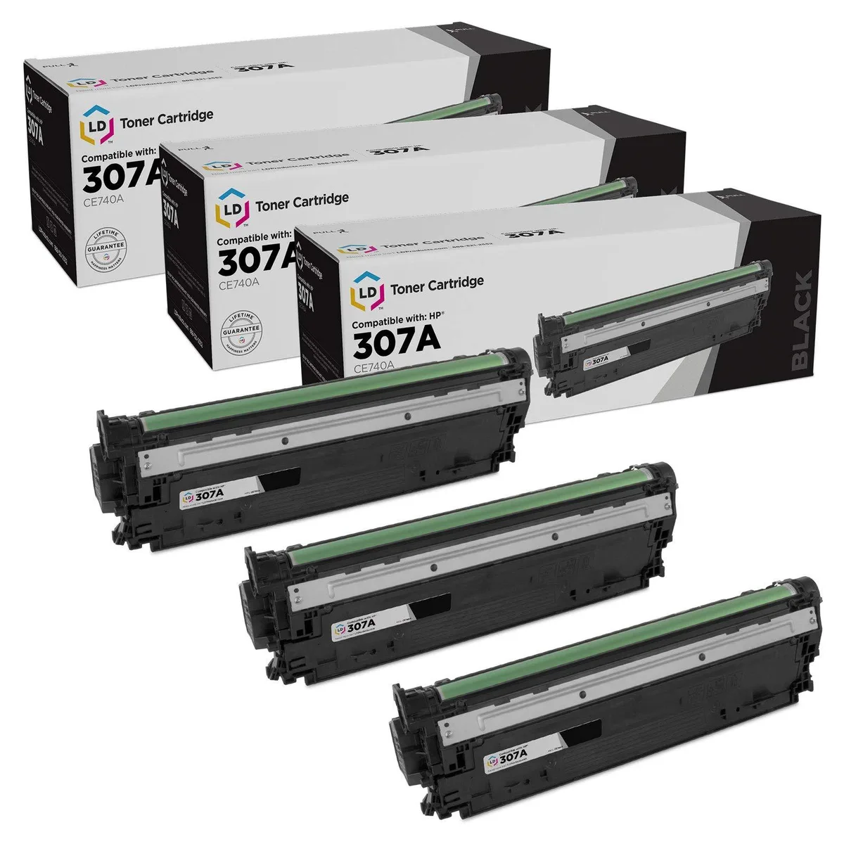 LD Products LD Products Remanufactured Toner Cartridge HP 307A CE740A Black 3-Pack — product photo