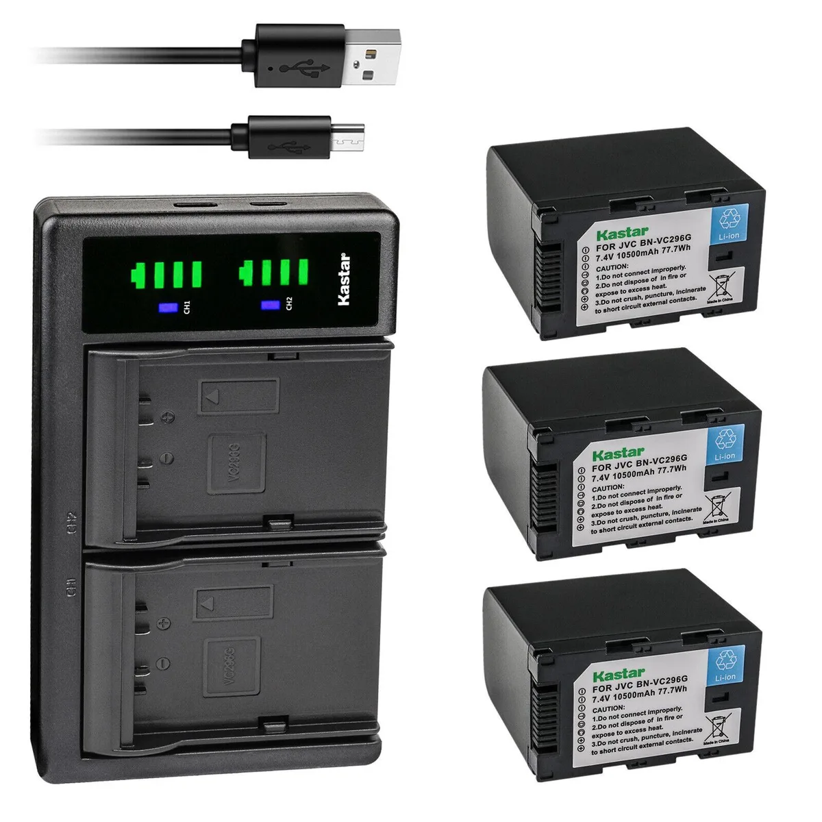 Kastar Kastar BN-VC296G 3-Pack Battery &amp; LTD2 USB Charger — product photo