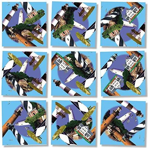 B.Dazzle B.Dazzle Outer Banks Lighthouses Scramble Squares 9 Piece Puzzle Game — product photo
