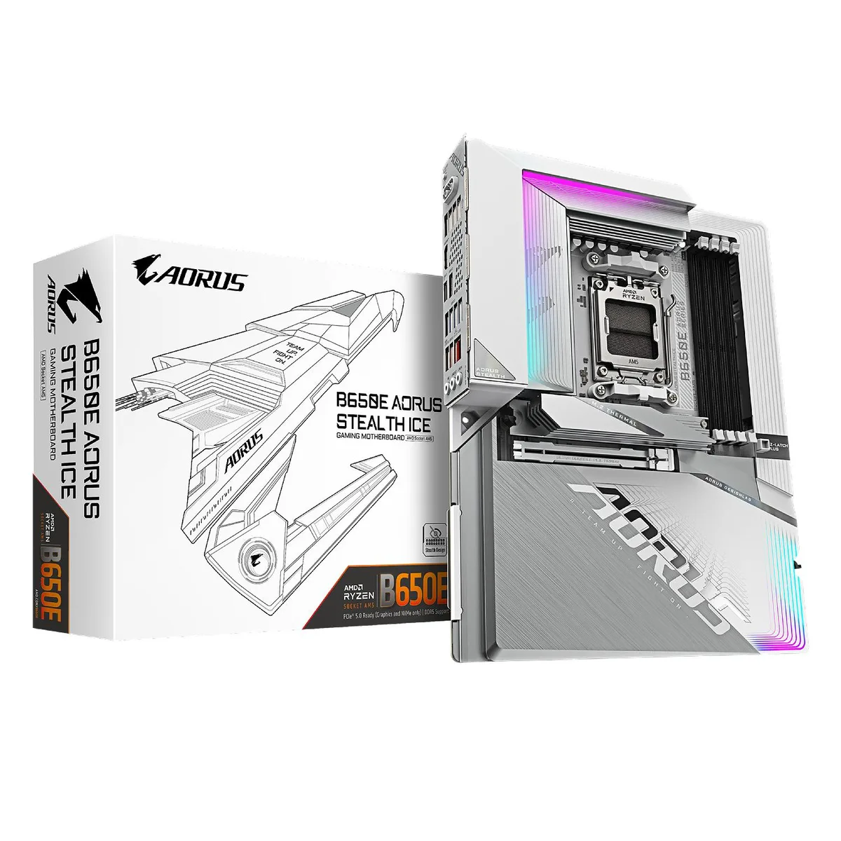 GIGABYTE GIGABYTE B650E AORUS STEALTH ICE AM5 DDR5 Wi-Fi7 AMD motherboard — product photo