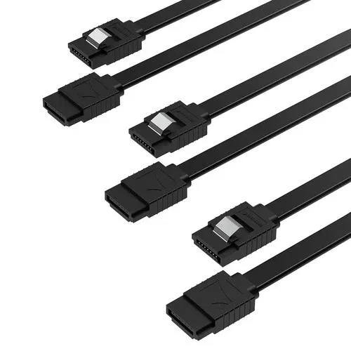 NShi NShi SATA III 6 Gbit/s Locking Data Cable 50 cm Black 3 Pack — product photo
