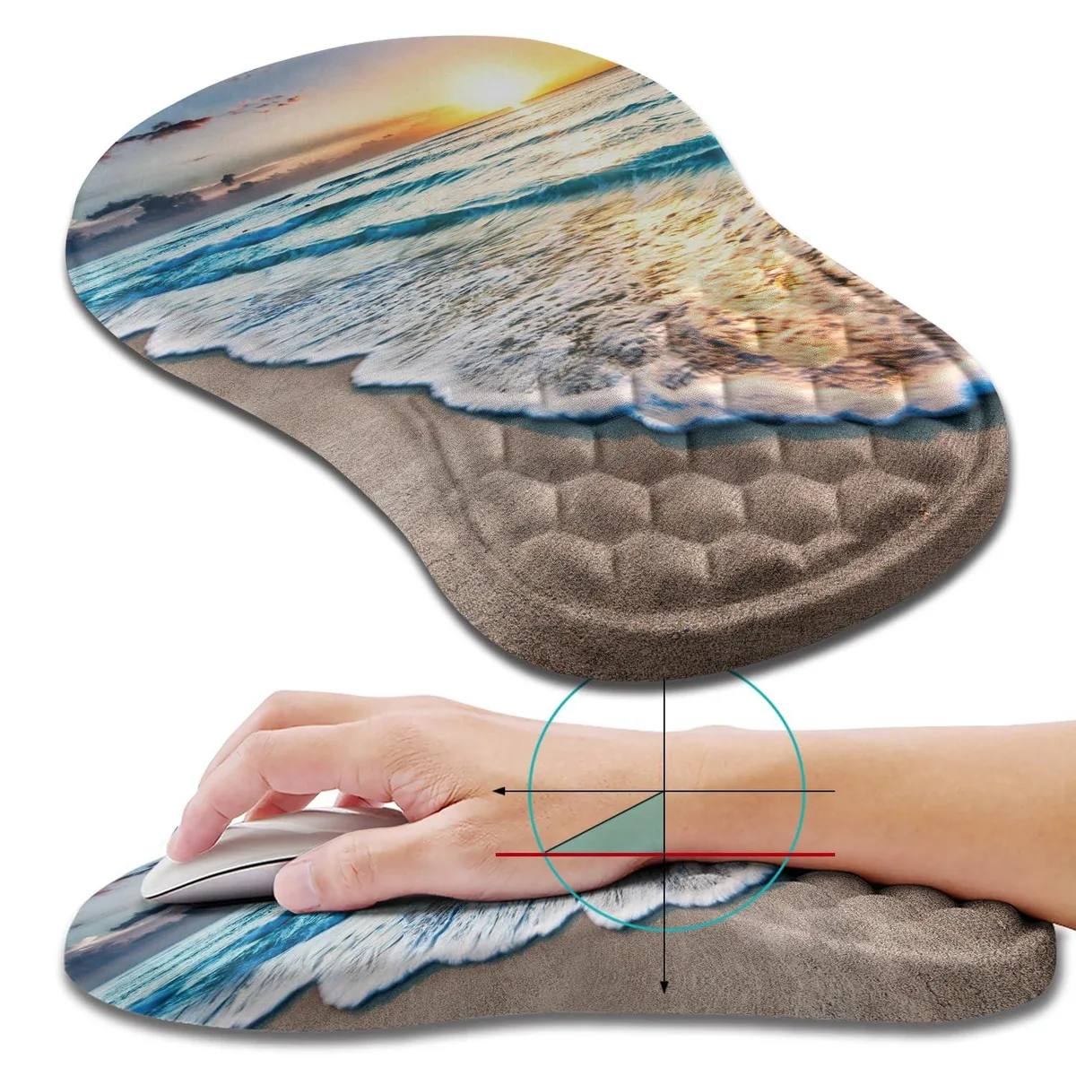  Hokafenle KM&amp;HK-Mousepad-T8B-010 Ergonomic Mouse Pad Wrist Rest 11.8x7.9 inch Beach Sunset — product photo