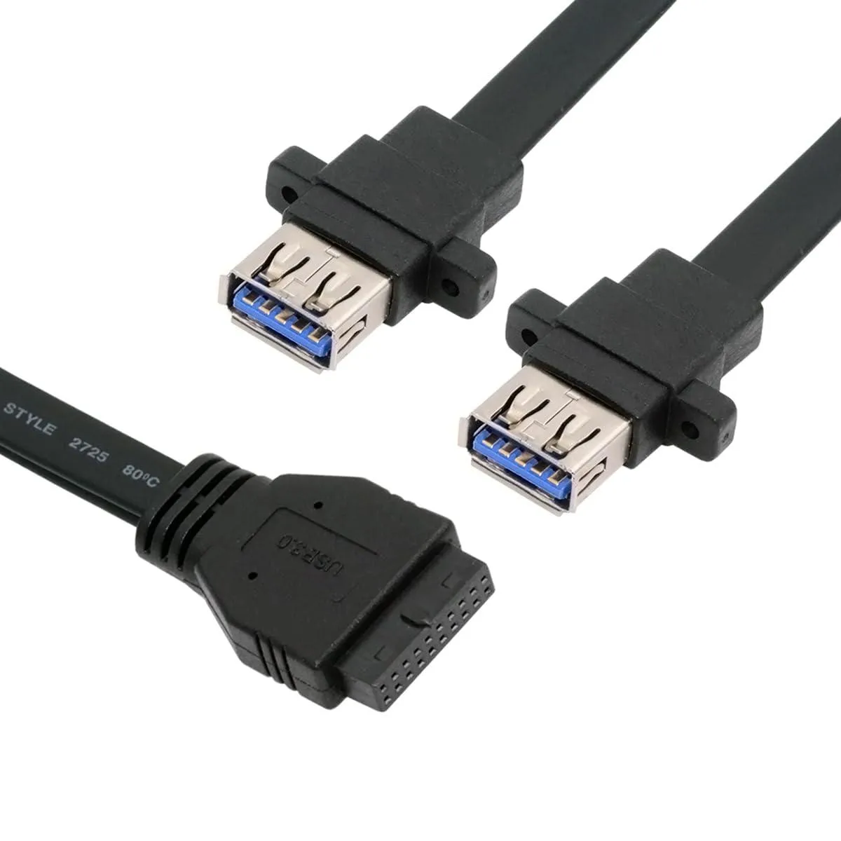 Fervit Fervit USB 3.0 Dual Female Type-A to 20Pin 19Pin Header Cable 50cm — product photo