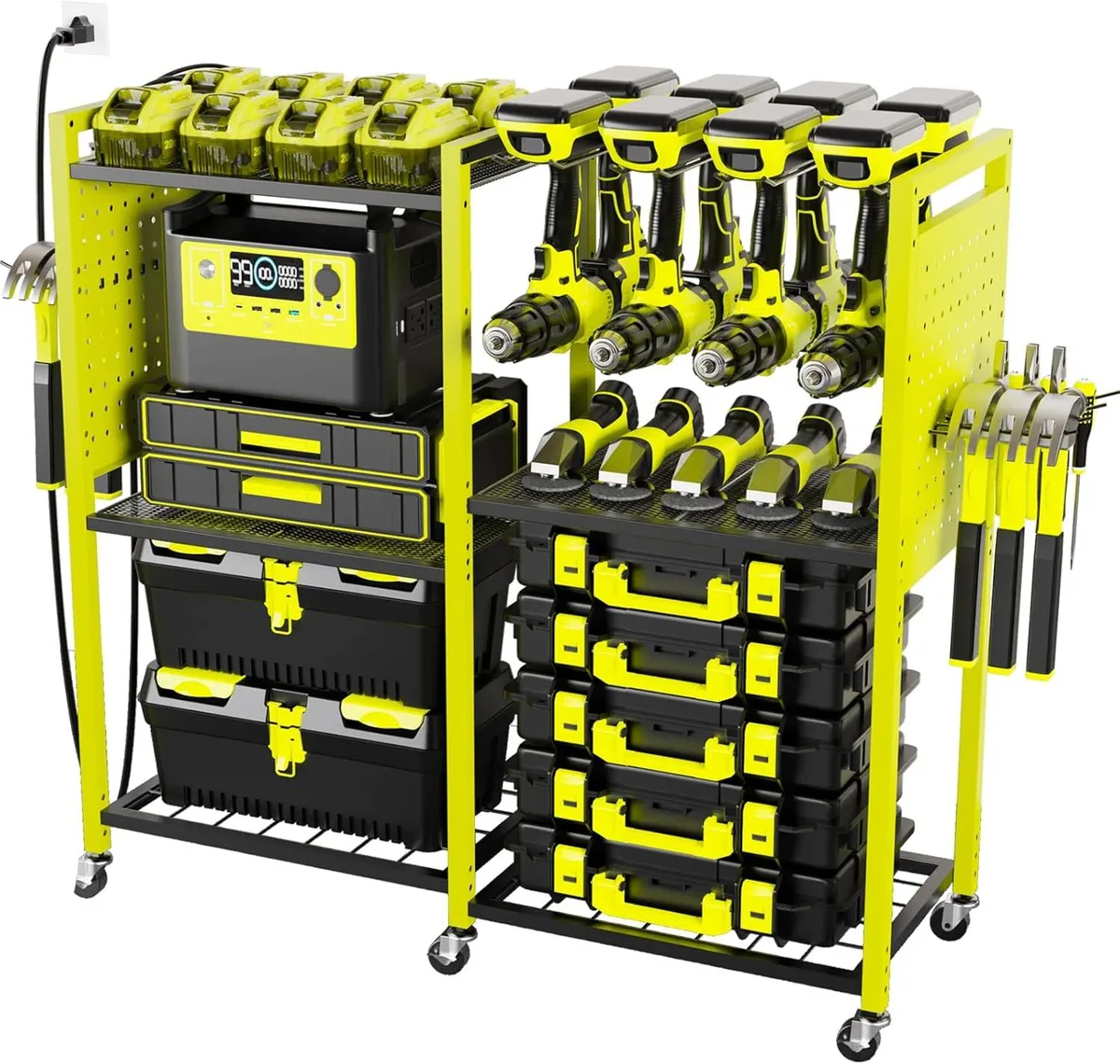 BFKK BFKK 6-Tier Rolling Tool Storage Cart with Charging Strip, Green — product photo