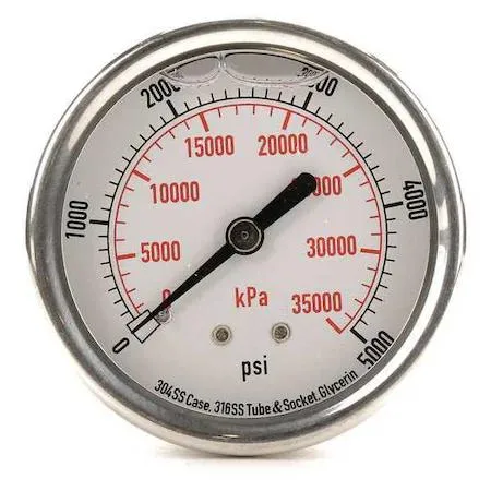 Value Brand Value Brand Commercial Pressure Gauge 0 to 5000 psi 2 1/2 in Dial 1/4 in NPT — product photo