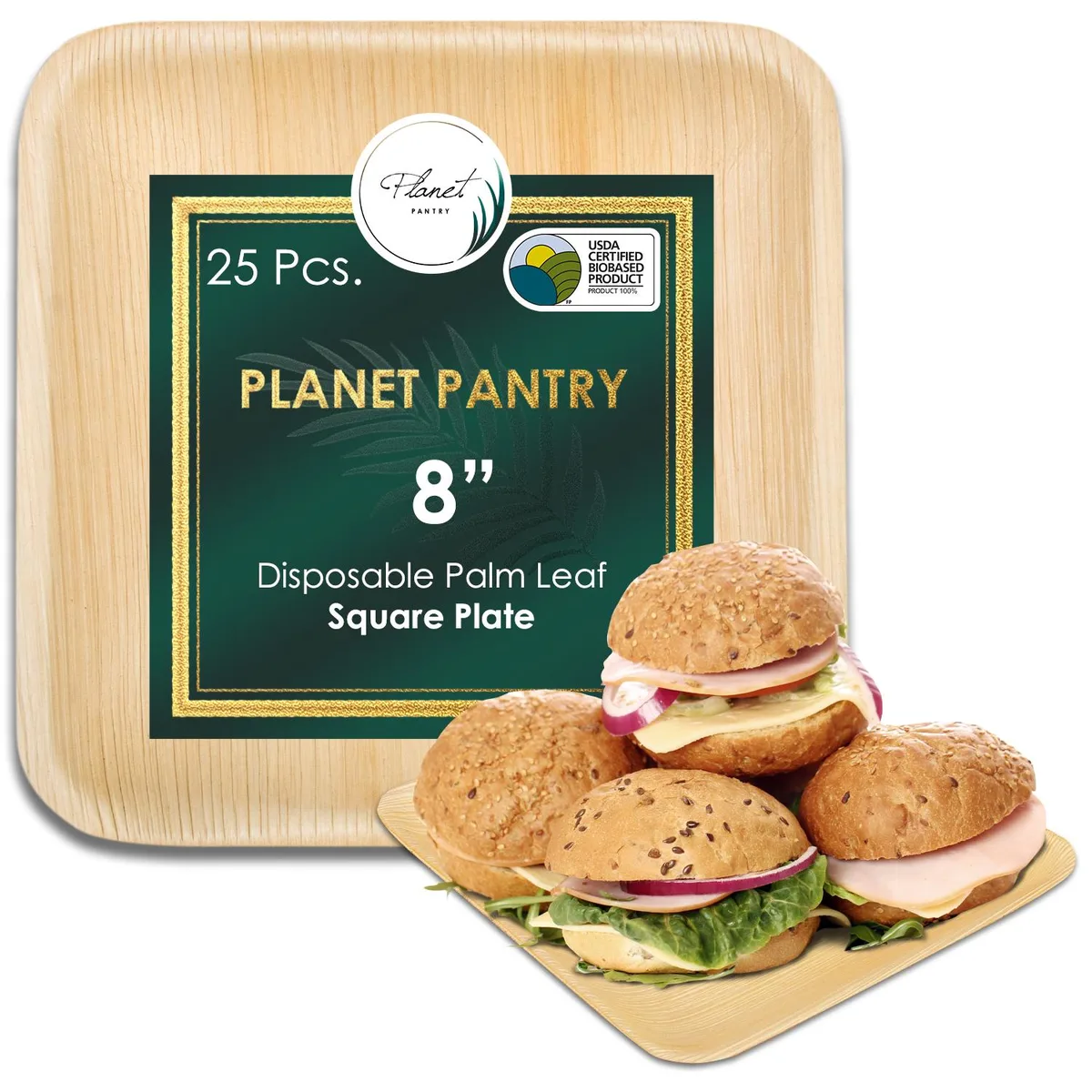 Planet Pantry Planet Pantry Disposable Palm Leaf 8" Square Plate 25 pcs — product photo