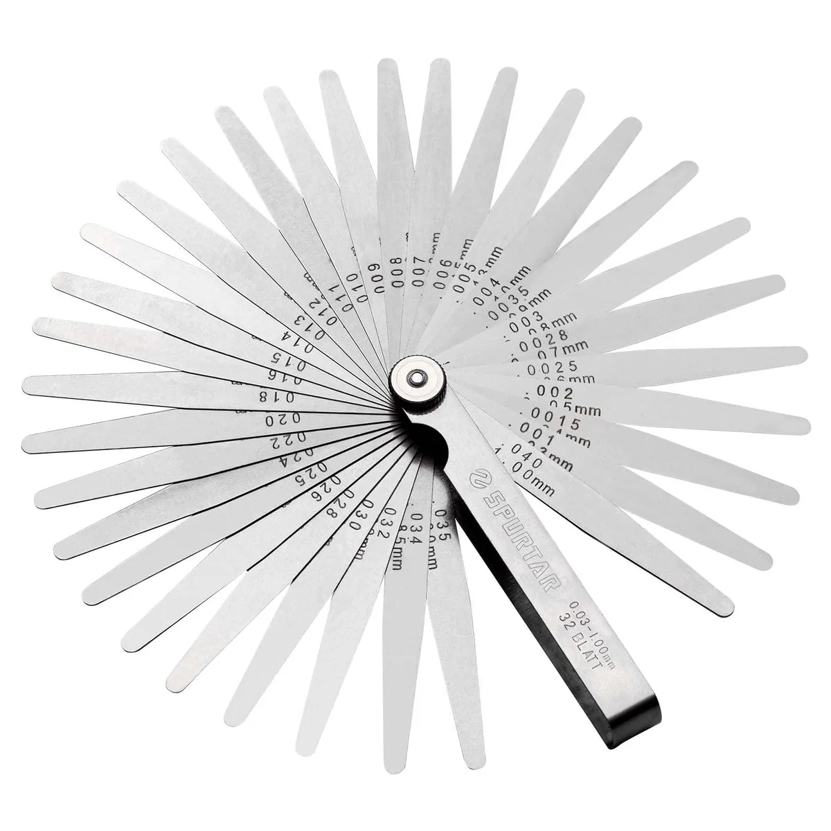  Spurtar Tapered Feeler Gauge 32 Blades 0.001-0.04in 0.03-1.00mm — product photo
