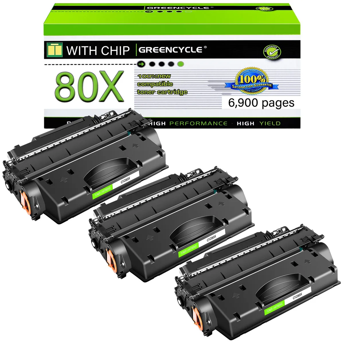 GREENCYCLE GREENCYCLE CF280X compatible toner cartridge 3-pack black 6900 pages — product photo