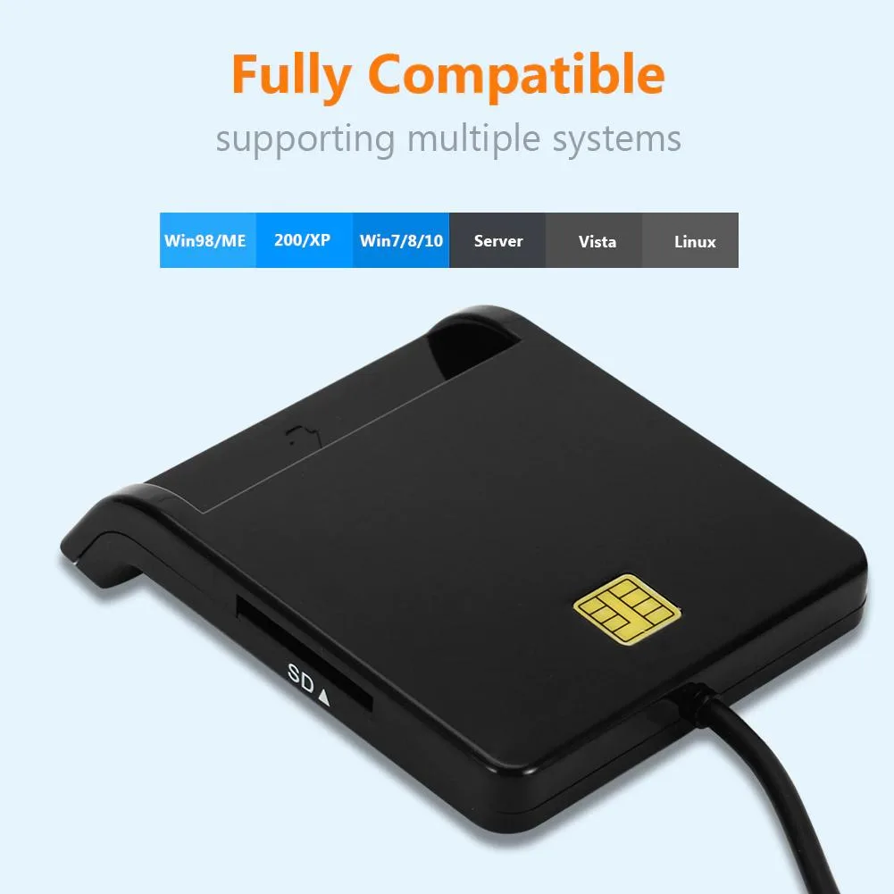 Hetai Tech Hetai Tech 8-in-1 Smart Card Reader USB 2.0 CCID ISO 7816 Windows Linux 1.5m Cable — product photo
