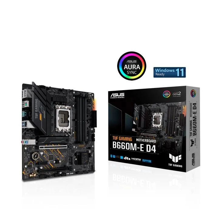 ASUS ASUS TUF GAMING B660M-E D4 Intel B660 LGA 1700 mATX motherboard with PCIe 4.0 slot, two PCIe 4.0 M.2 slots — product photo