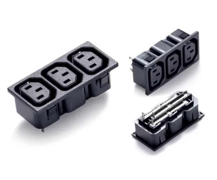 TeKit TeKit IEC 320 C13 Triple Socket gender changer 10A 110-250V black — product photo
