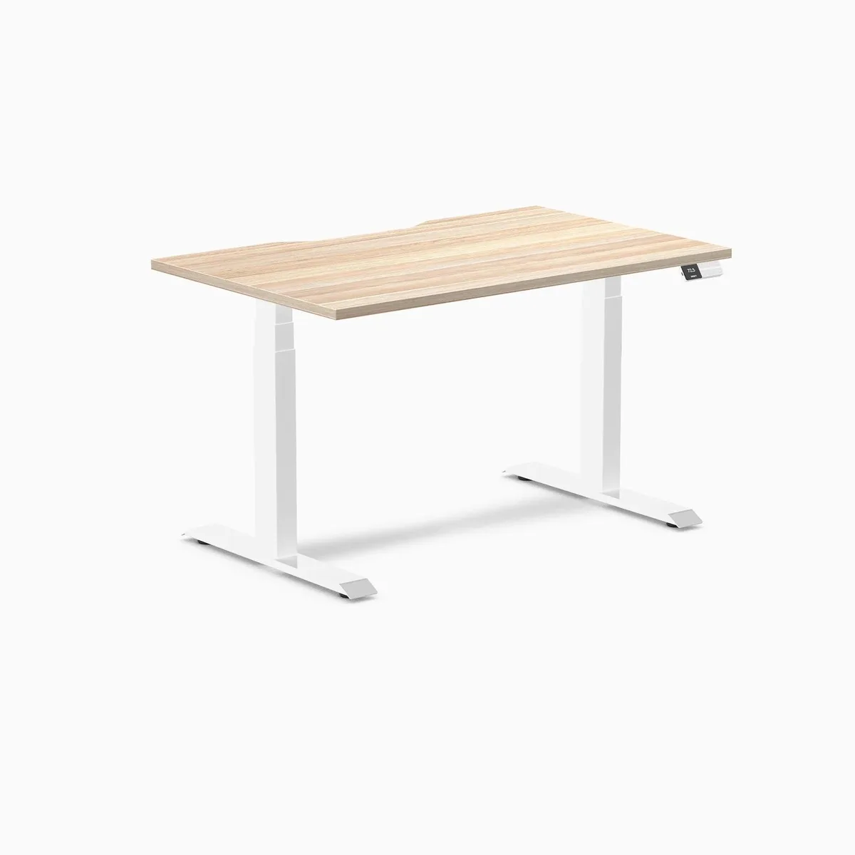 Desky Desky Dual Scalloped Laminate Sit Stand Desk Classic Oak White 47.2 x 29.5 in — product photo