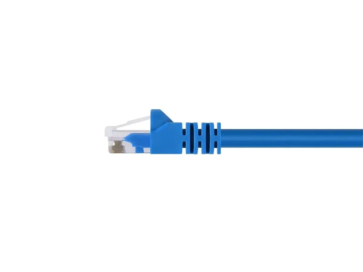 Blue stranded UTP patch cable with snagless boots and gold RJ45 plugs 14 ft