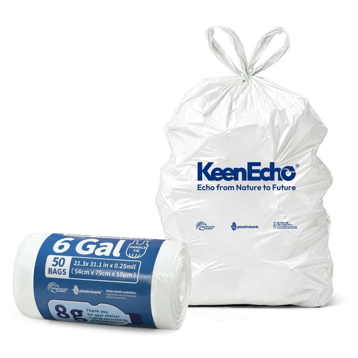 KeenEcho K6H50W 6 Gal 50 Count Garbage Bags — product photo