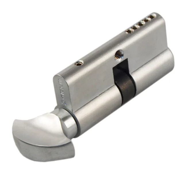 Marks USA Marks USA 2621/26D Euro Profile Single Cylinder Door Lock Satin Chrome US26D Interior Turn Knob — product photo