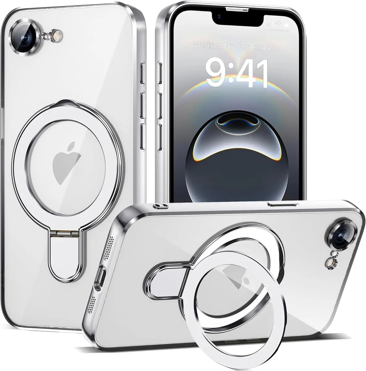 BONAEVER BONAEVER iPhone 16E Case with Magnetic Ring Stand 6.1" Clear — product photo