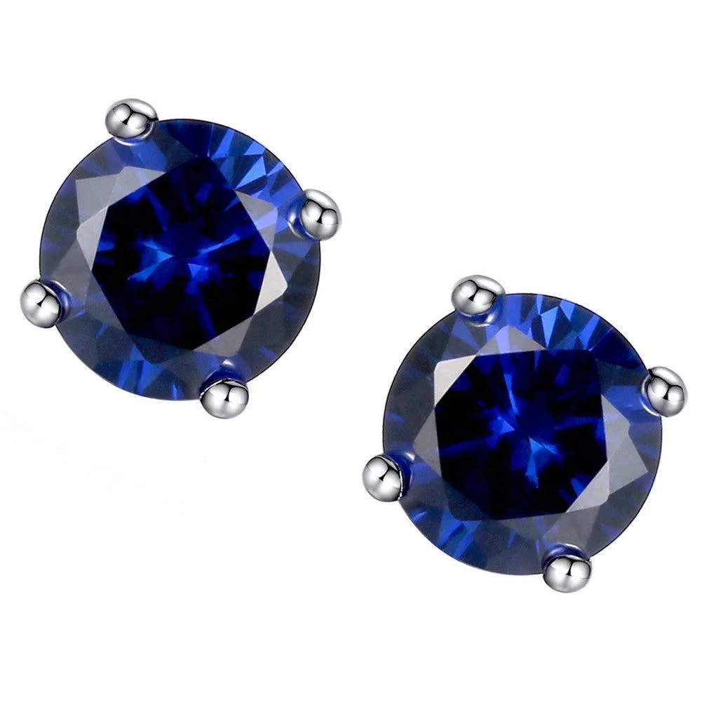 Mabella Fashion Mabella Fashion 925 Sterling Silver 6mm Blue Sapphire Stud Earring — product photo