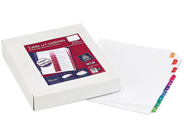 Avery Avery 11169 Ready Index Tab Dividers 10-Tab 1-10 Letter Assorted 24 Sets/Box — product photo