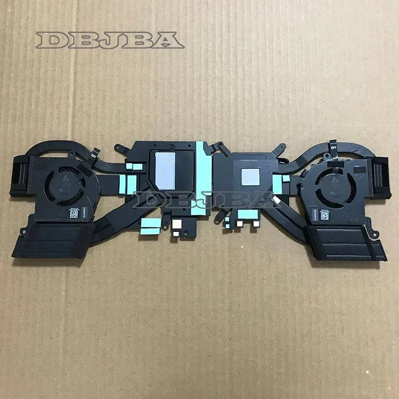 Laptop CPU GPU heatsink fan silver metal fins plastic housing
