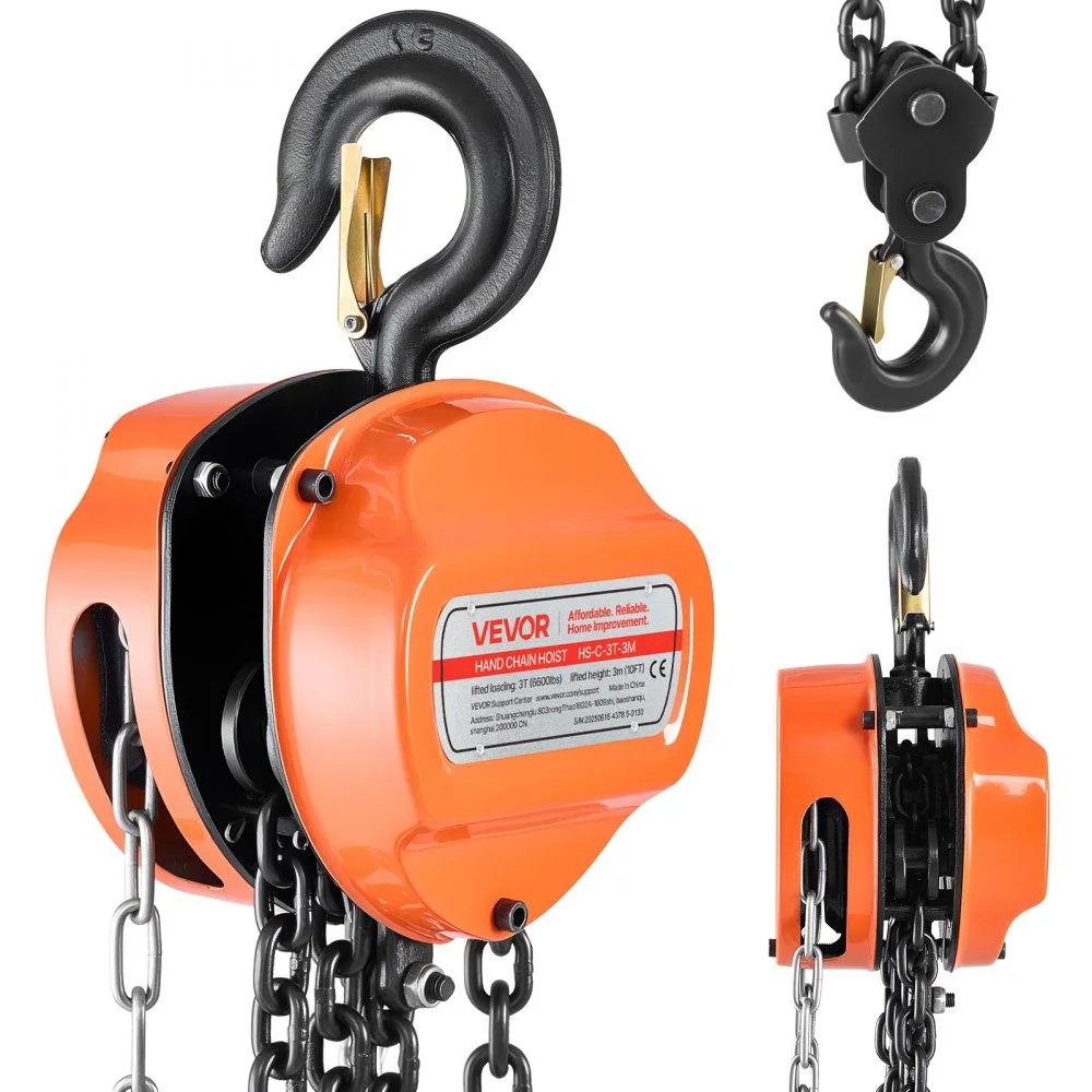 VEVOR VEVOR Hand Chain Hoist 3 Ton 6600 lbs 10 ft G80 Orange — product photo