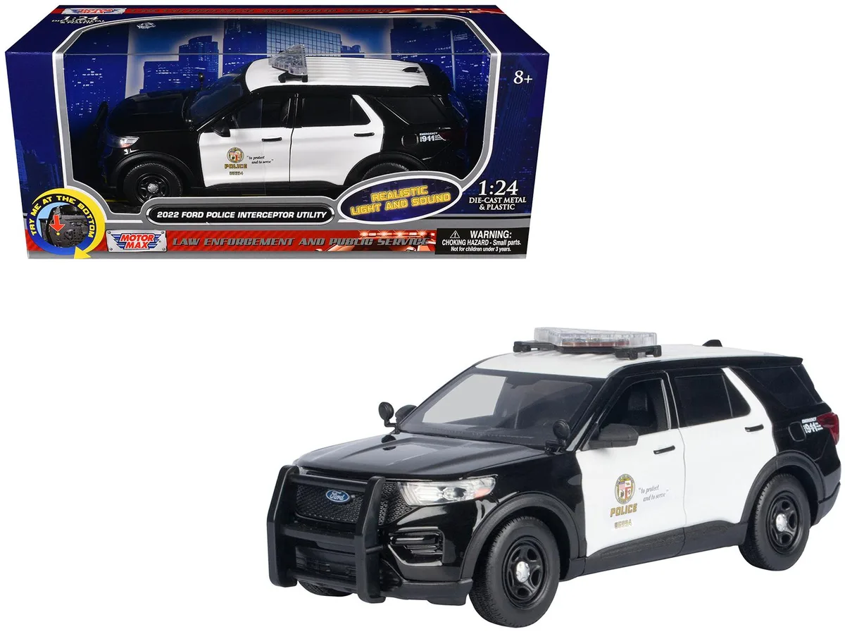 MOTORMAX MOTORMAX 2022 Ford Police Interceptor Utility LAPD 1/24 Diecast with Light Bar and Sounds — product photo