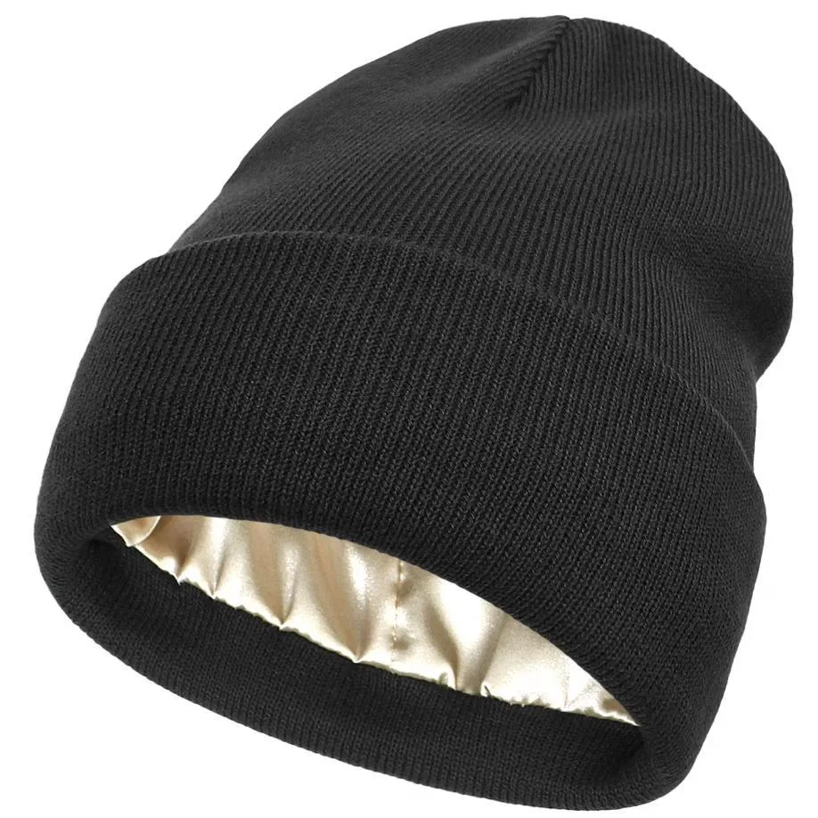 Tanvia Tanvia Satin Lined Knit Beanie Black M — product photo