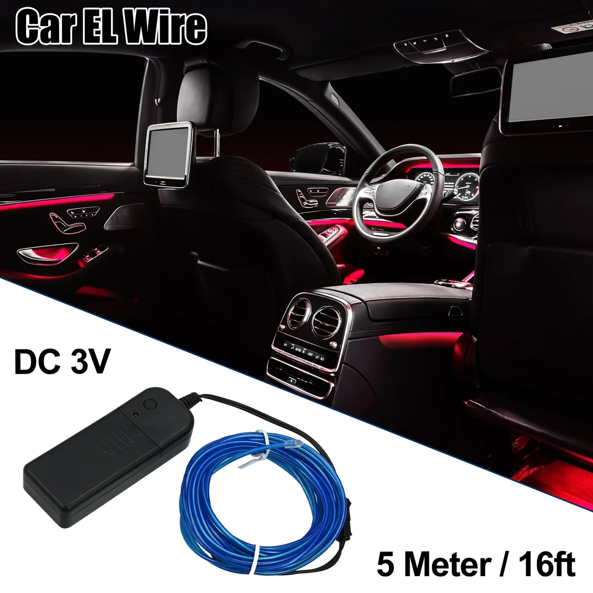 Unique-Bargains Unique-Bargains Neon EL Wire 5 m Blue Car Interior Lighting — product photo