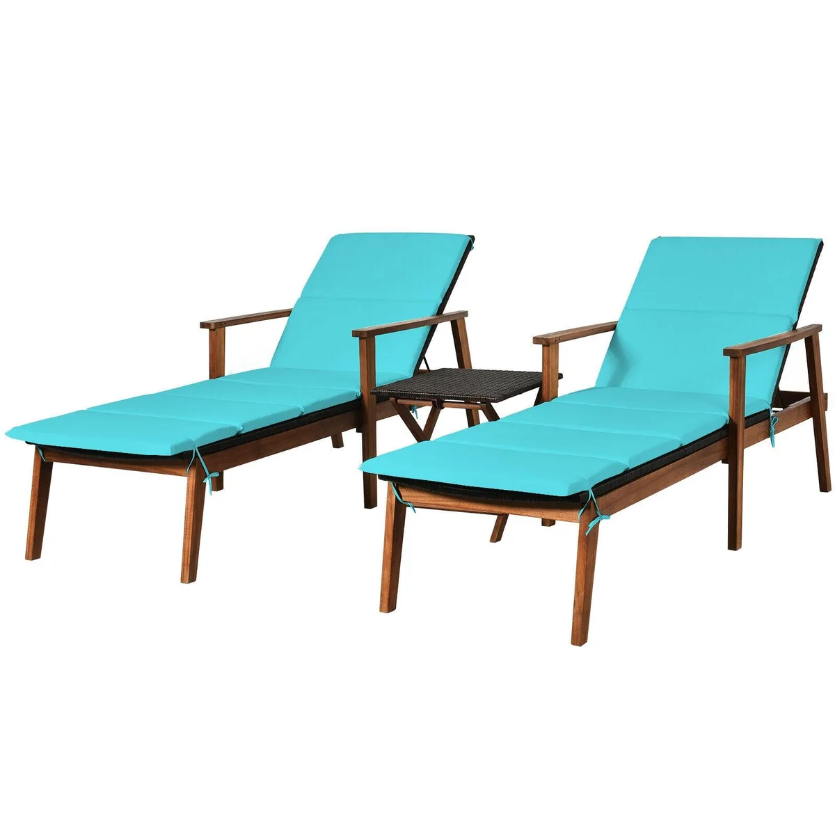 SlickBlue SlickBlue 3-Piece Rattan Lounge Chair Set with Folding Table Turquoise — product photo