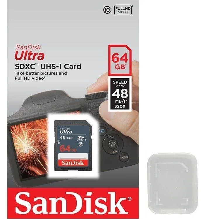 SanDisk SanDisk Ultra 64GB SDXC 48MB/s 320X UHS C10 SDSDUNB-064G memory card — product photo
