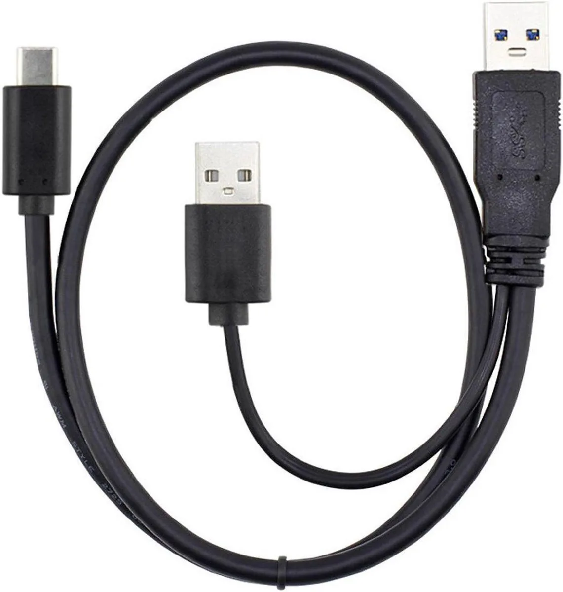 Vszerda Vszerda USB 3.0 &amp; USB 2.0 to USB-C Y Cable 60cm Black — product photo