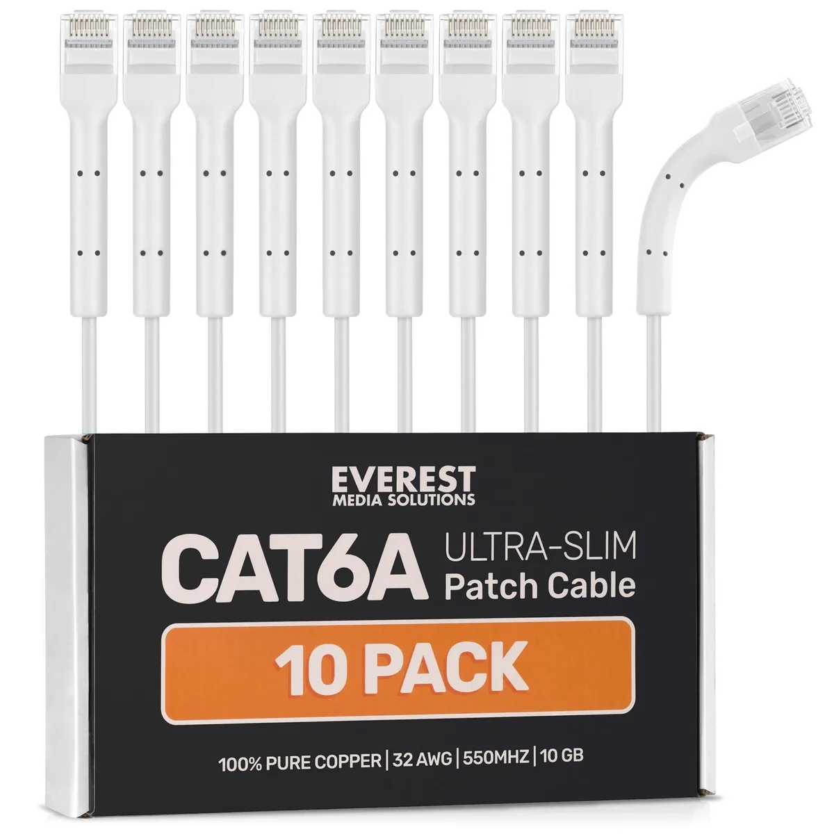 ALSEYE ALSEYE 2 in 1 accessory Cat6a 10-pack 15ft White 32AWG 550MHz — product photo