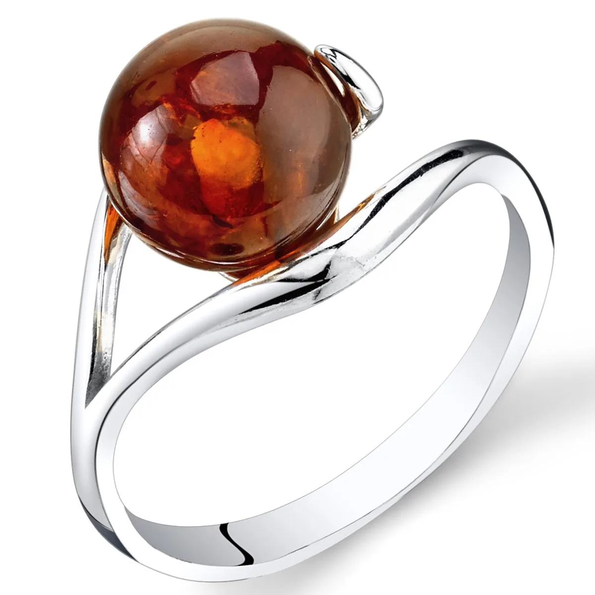 Oravo Oravo SR11322 Baltic Amber Spiral Ring Sterling Silver 925 Cognac 1.4g — product photo