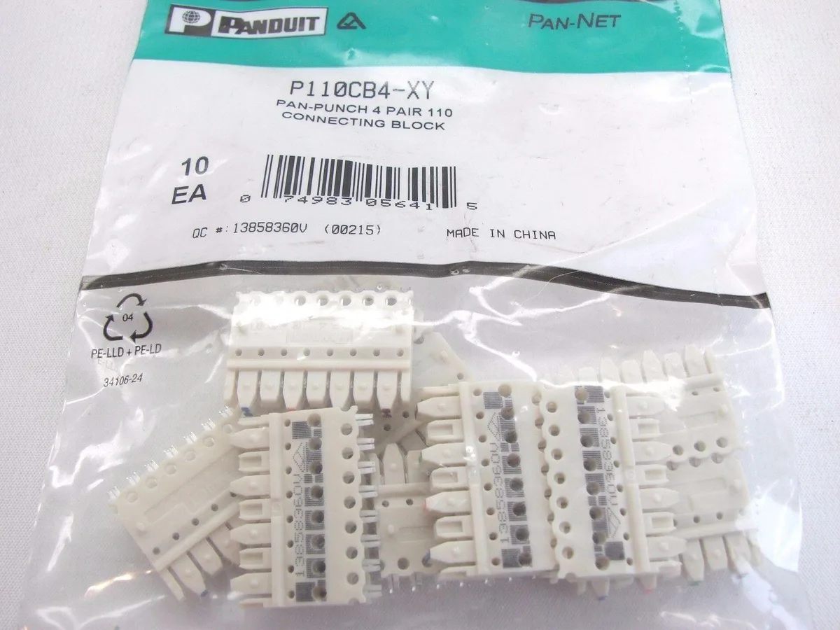 Box containing one hundred white 110 connecting blocks four pair colour coded for voice data use
