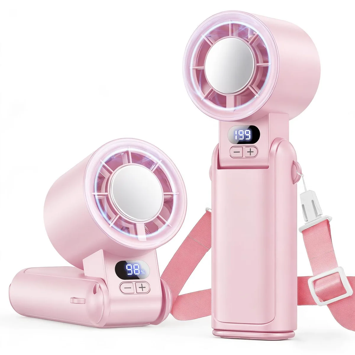  Deyhoc Portable Handheld Turbo Fan 1-199 Speed LED Display Pink — product photo