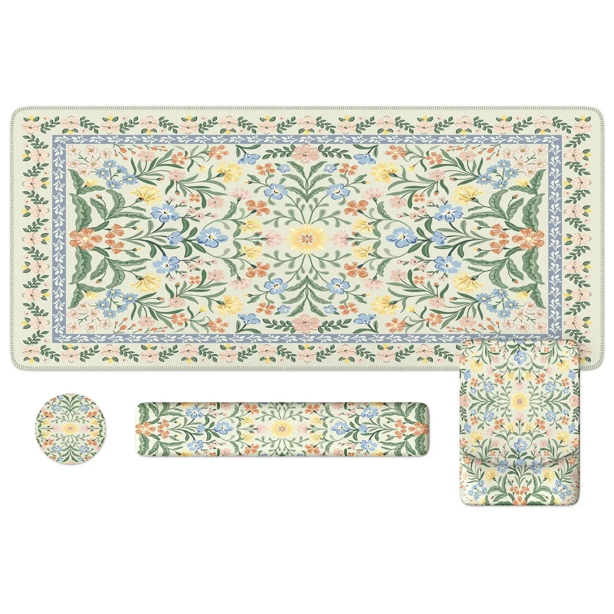 Batianda Batianda Floral Vine 4-Piece Desk Mat Set Light Green 2 in 1 accessory — product photo