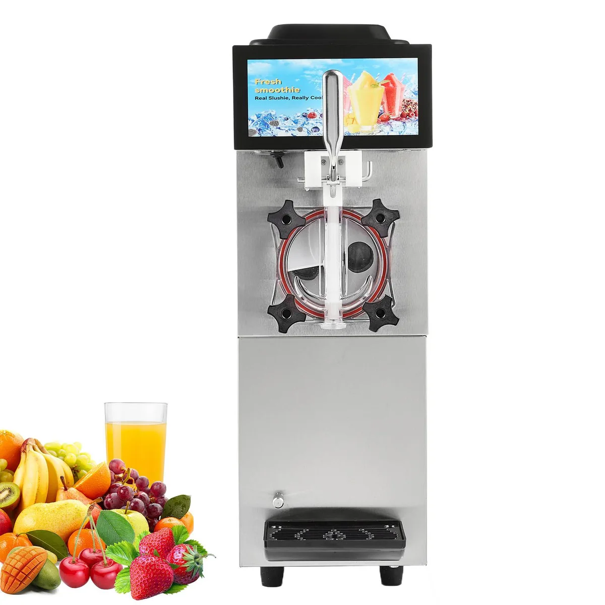 Single-tank slushy machine, stainless steel finish, 5-inch touchscreen, 12L capacity