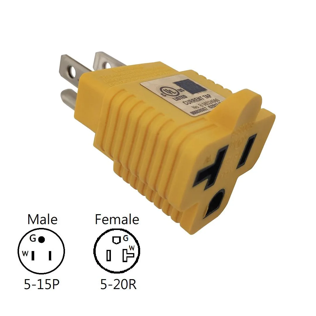 Parkworld Parkworld NEMA 5-15P to 5-20R T-Blade Adapter Yellow — product photo