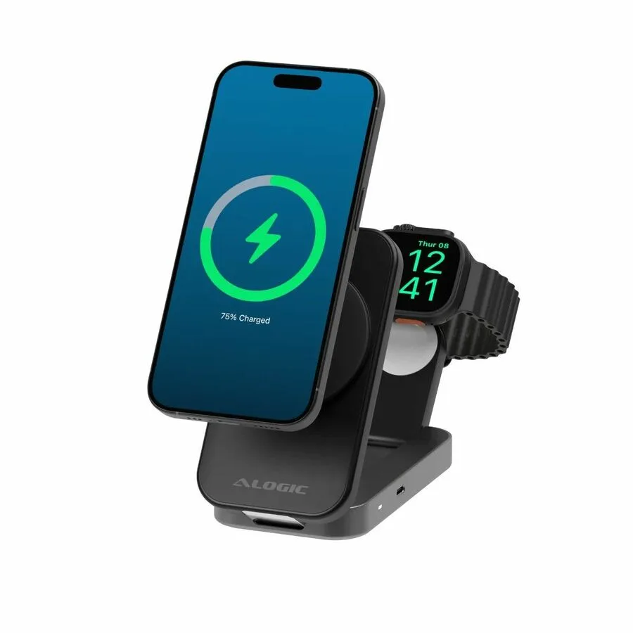 ALOGIC ALOGIC Flip 2-in-1 Qi2 Wireless Charging Stand AL21WCFL-BK Black — product photo