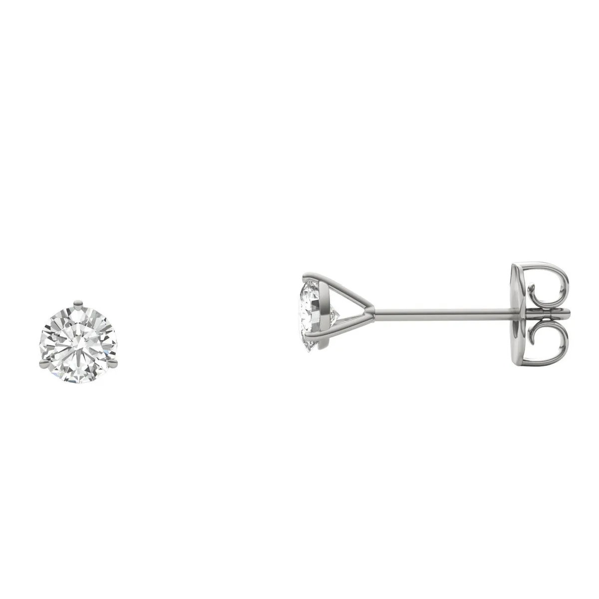 Charles &amp; Colvard Charles &amp; Colvard 14K White Gold 3.0mm Round Moissanite Stud Earrings 0.20cttw DEW — product photo